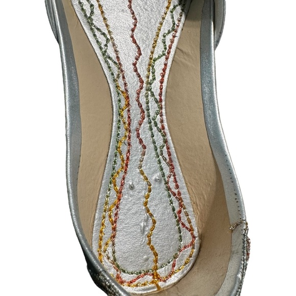 Women's Silver Wedding Bridal Khussa Indian Wedding Jutti Punjabi Flats - Picture 4 of 8